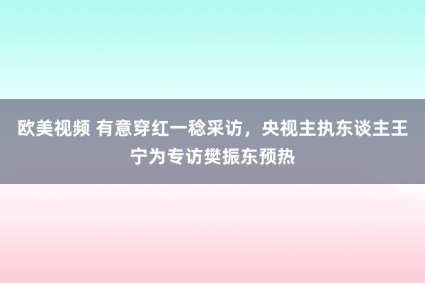 欧美视频 有意穿红一稔采访，央视主执东谈主王宁为专访樊振东预热