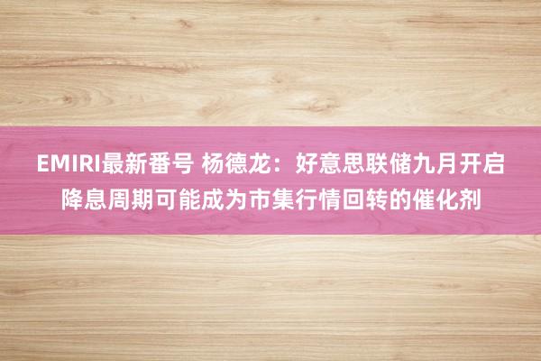 EMIRI最新番号 杨德龙：好意思联储九月开启降息周期可能成为市集行情回转的催化剂