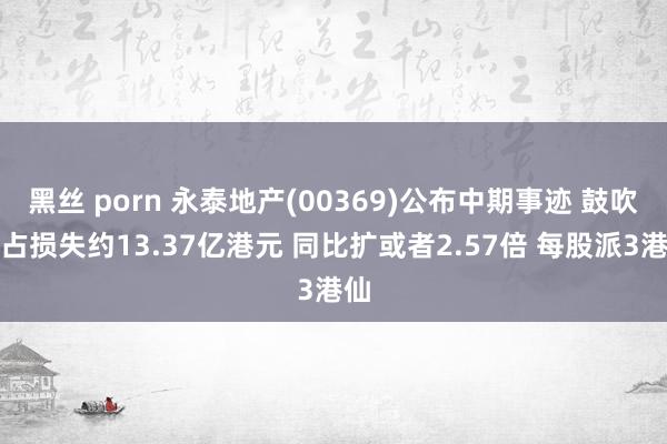 黑丝 porn 永泰地产(00369)公布中期事迹 鼓吹应占损失约13.37亿港元 同比扩或者2.57倍 每股派3港仙